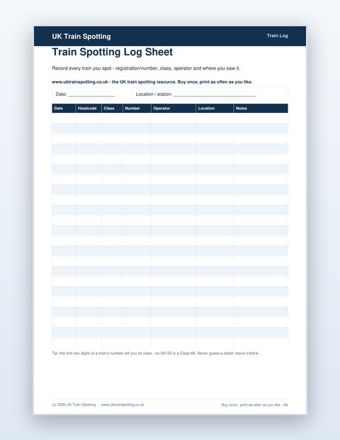 Sample interior page from Ultimate UK Train Spotting Bundle